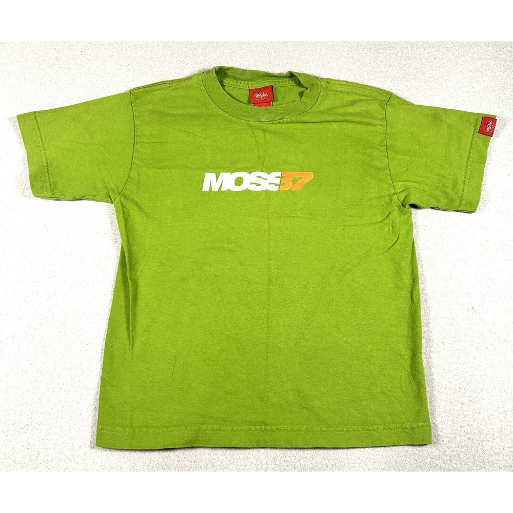 Vintage MOSSIMO Green T Shirt Youth Small Skater 90s Y2K Logo Graphic